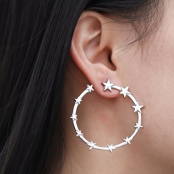 Stars Hoop Earrings - Picture 2 of 11